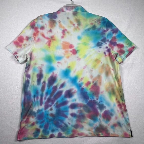 Calvin Klein Tie Dye Polo Shirt Womens LG Short Sleeve 90s - Picture 3 of 15
